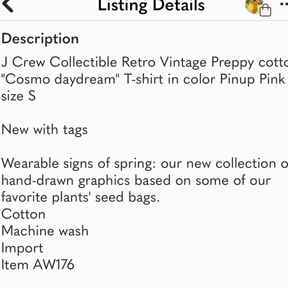 NWT J. CREW VINTAGE COTTON COSMOS DAYDREAM FLOWER TEE, M - Picture 5 of 10